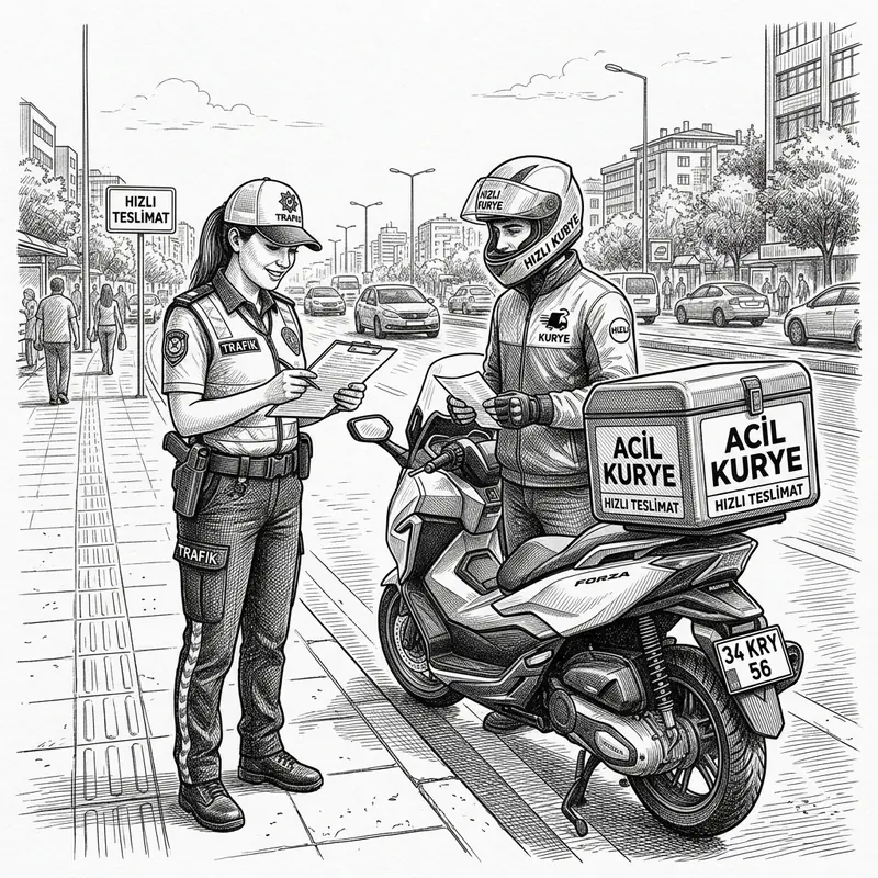 Moto kurye denetim trafik polisi belge kontrolü
